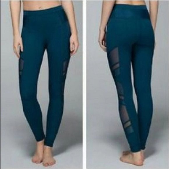 Lululemon Just Breathe Leggings Size 2 Alberta Lake Blue - Picture 1 of 10